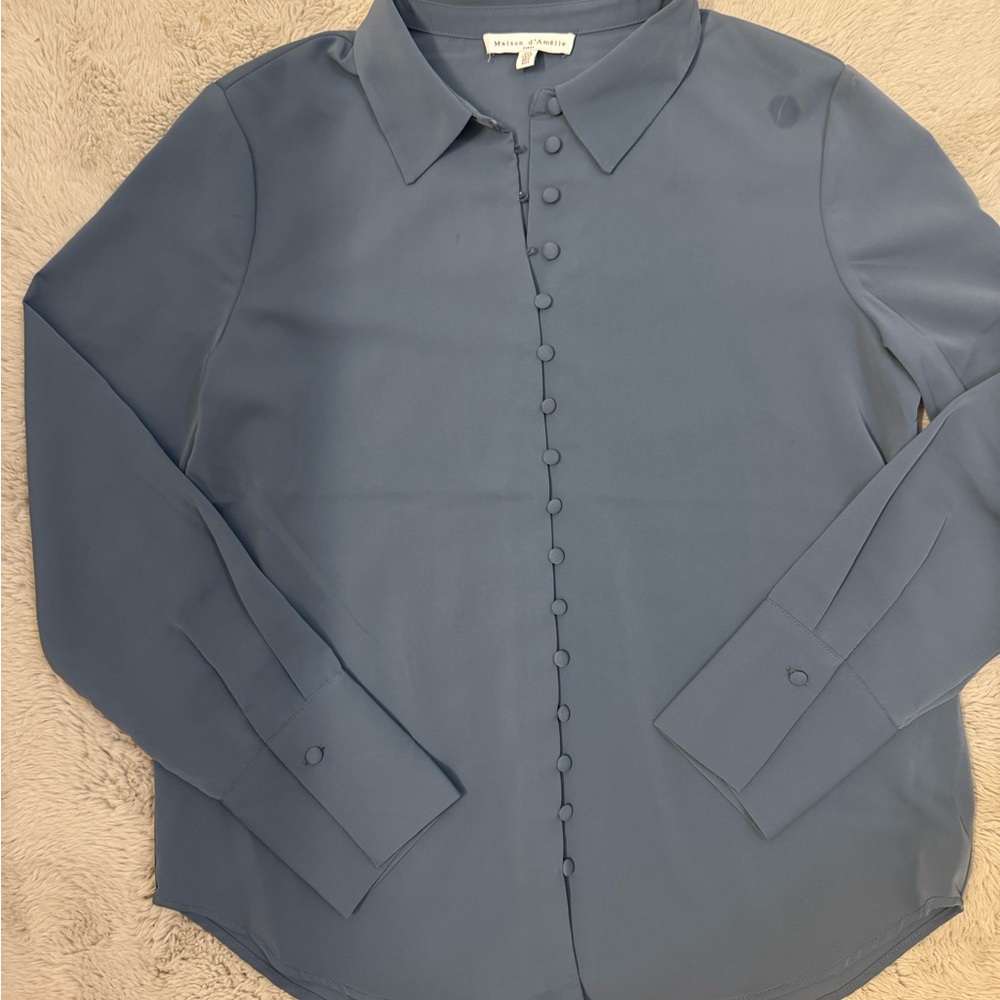 Blue Button Down Shirt with Classic Collar